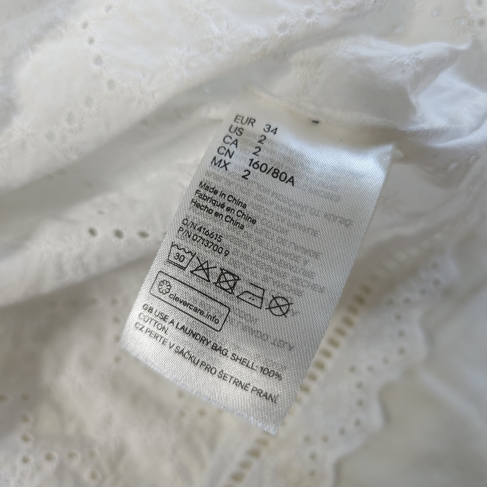 Divided H&M White Cotton Short Sleeve Eyelet Blouse Top - Picture 5 of 5